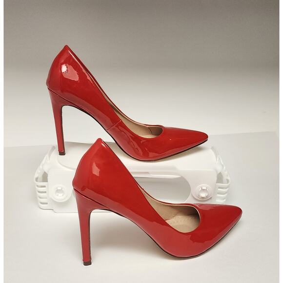 Chase & Chloe LALA-4 Faux Patent Leather Red Pump Heel Shoes Size 7M - Picture 7 of 13